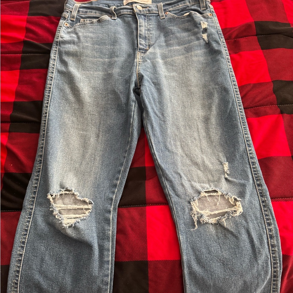 Signature by Levi Strauss Light Blue Distressed Boyfriend Jeans